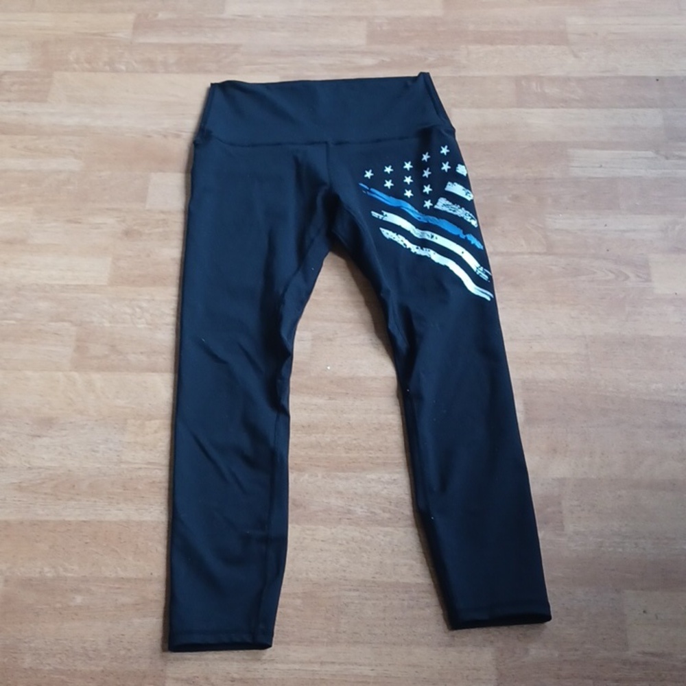 Leggings White Crest tactial suppy Blue line made in the USA size large